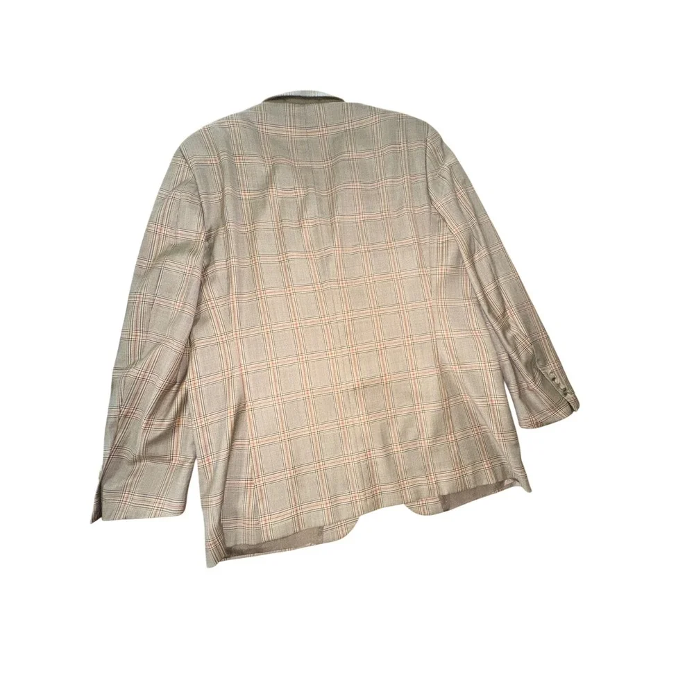 Burberry London Mens 46L Glen Plaid Wool Blazer Sport Coat 3 Button Made in USA